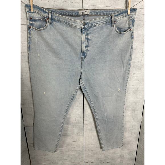 Abercrombie & Fitch light wash skinny jean distressed raw hem normcore plus size - Picture 1 of 12